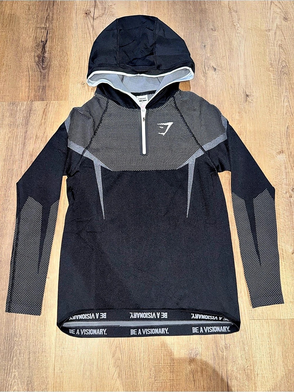 Gymshark Onyx 5.0 Seamless Hoodie Men's Black & Gray Medium